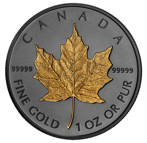 2020 $200 Incuse Gold Maple Leaf Rhodium Plated Gold Coin - 99.999